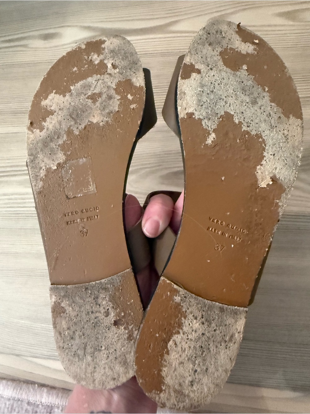 Women's Brown Leather Toe-Ring Slide Sandals - Casual Slide - Picture 3 of 3